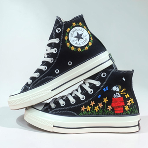 Converse Hand Embroidered Snoopy Sneakers
