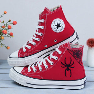 Converse Hand-Embroidered Spider Web High Top Shoes