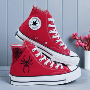 Converse Hand-Embroidered Spider Web High Top Shoes