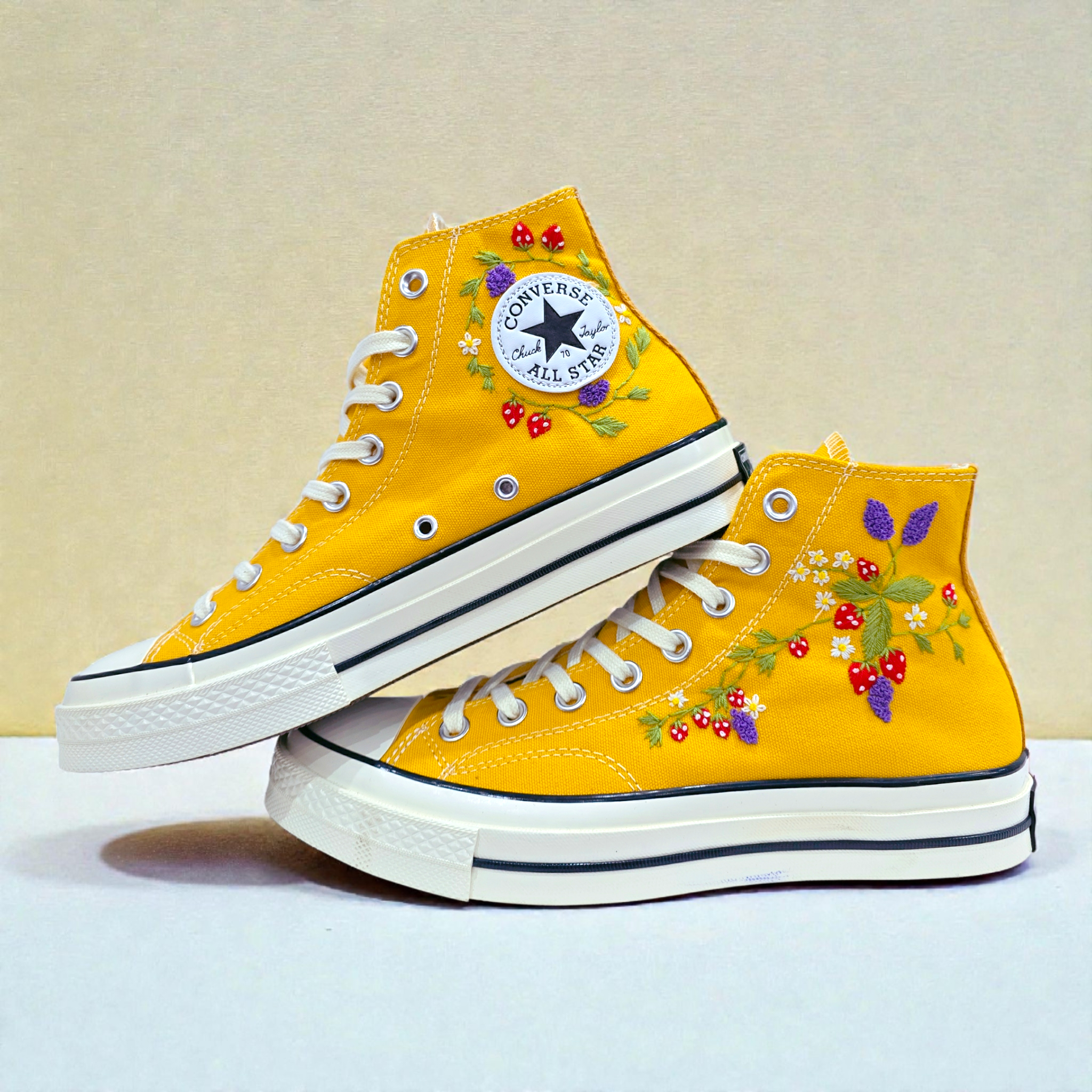 Converse Embroidered Strawberry Shoes