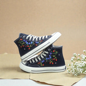 Converse Hand-Embroidered Strawberry High Tops