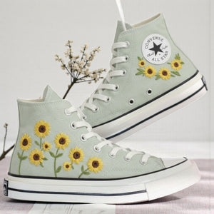 Sunflower Converse Embroidered High-Top Shoes