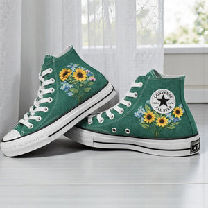 Converse Sunflower Womens Embroidered High-Top Shoes