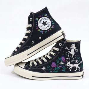 Embroidered Coraline Converse Shoes with Floral Motif