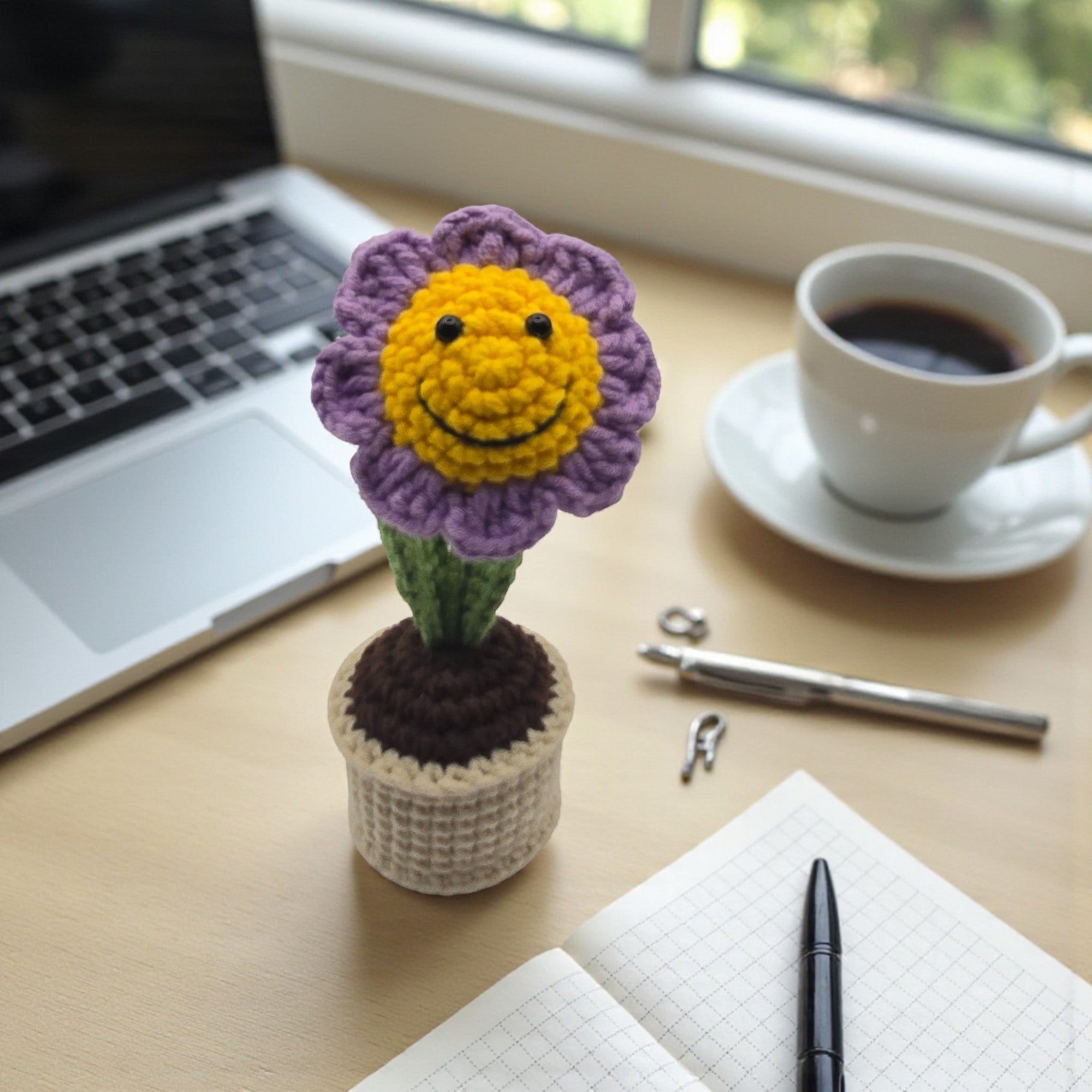 KawaStitch Crochet Flower Pot - Handmade Floral Decor