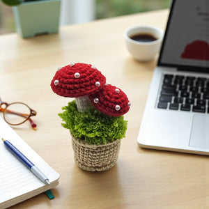 KawaStitch Crochet Mushroom Desk Decor Plant