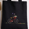 Cute Canvas Bags Hand-Embroidered - Bicycle Design