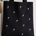 Daisy Rose Tote Bag with Floral Embroidery