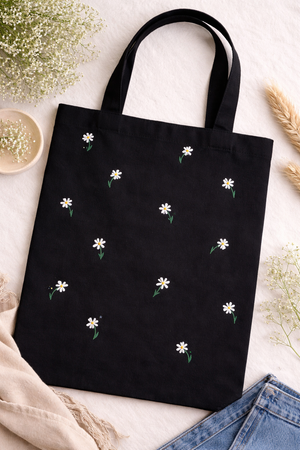 Daisy Tote - Hand-Stitched Floral Design