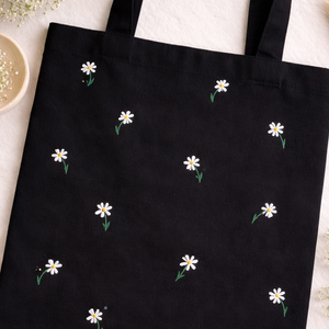 Daisy Tote - Hand-Stitched Floral Design
