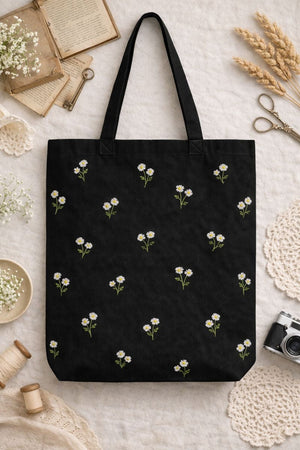 Embroidery on Tote Bags - Floral Design