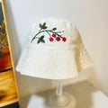 Hand Embroidered Berry Linen Baby Hat – Summer Bucket Hat for Babies & Kids