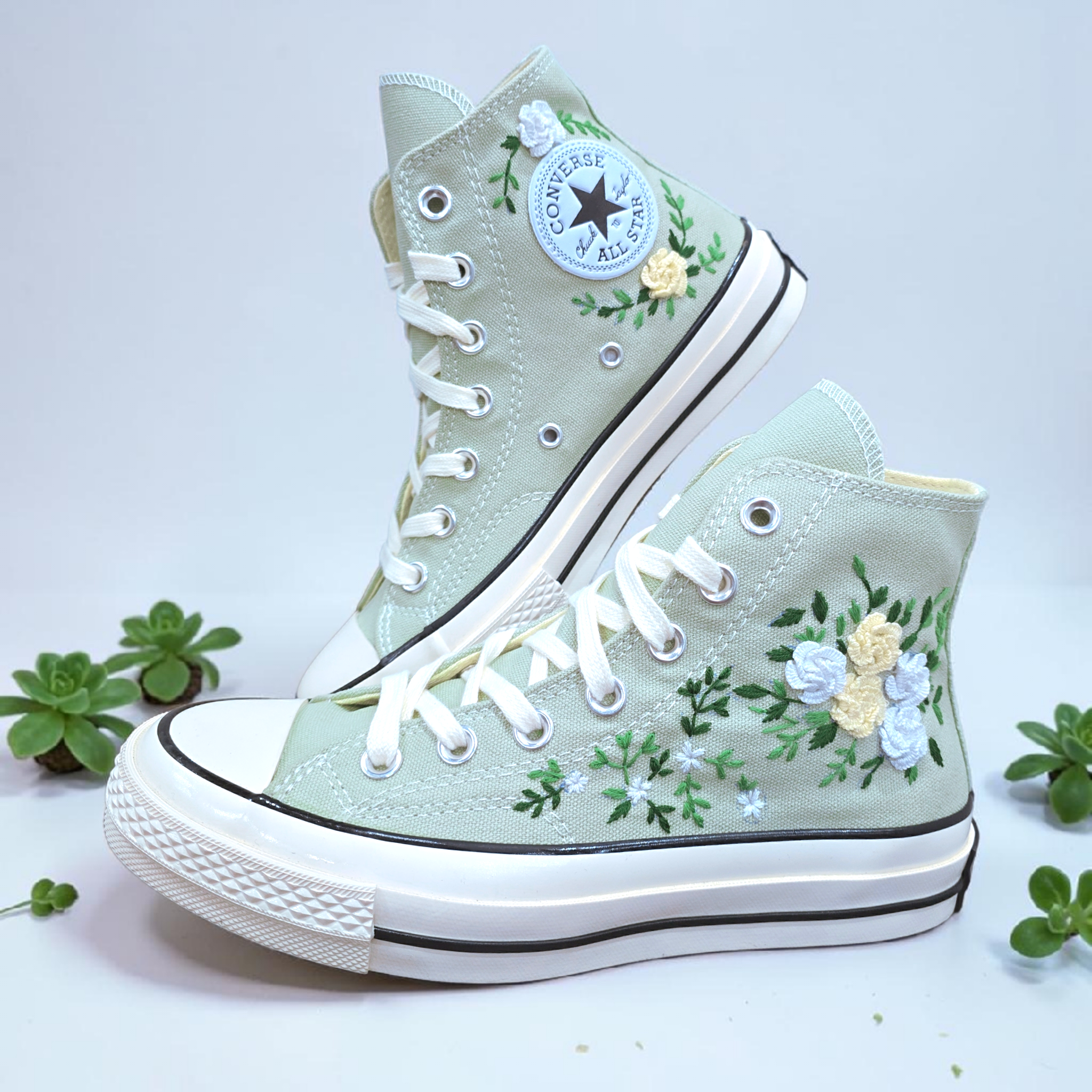 Converse Embroidered Hand Bride Shoes