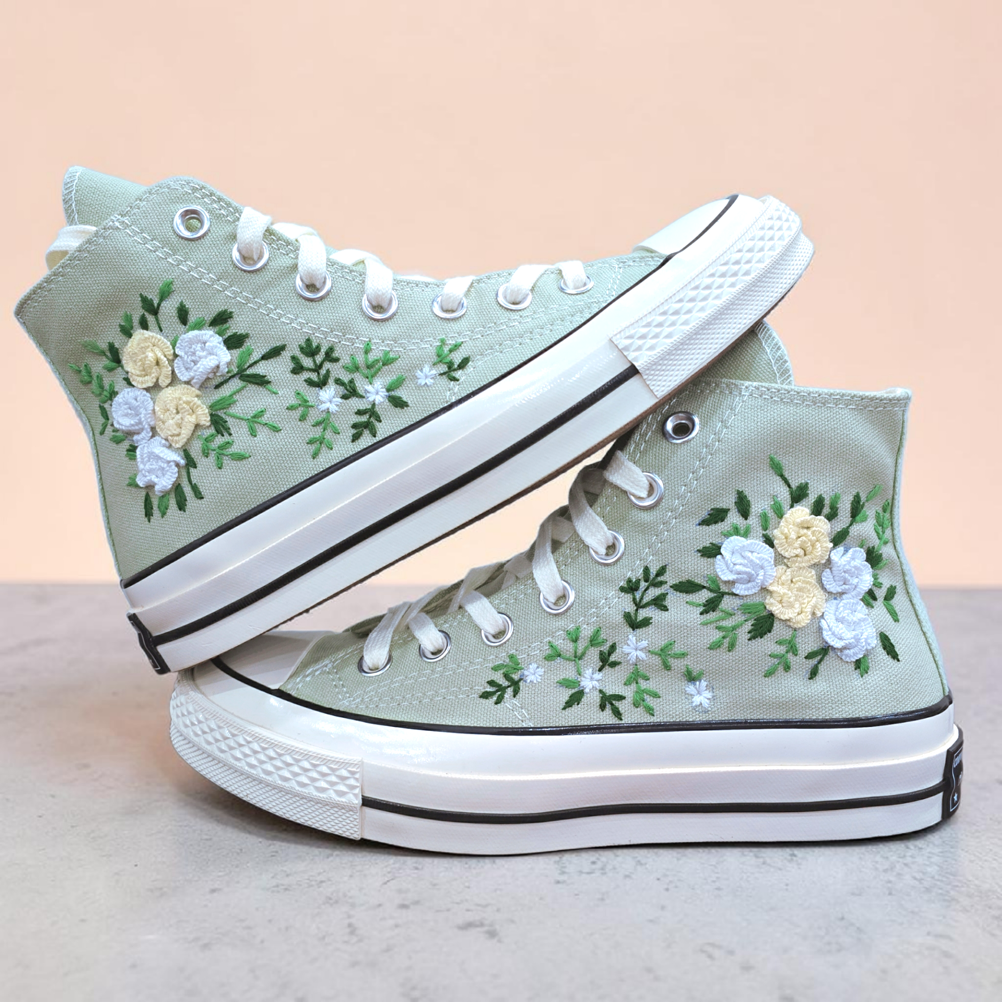 Converse Embroidered Hand Bride Shoes