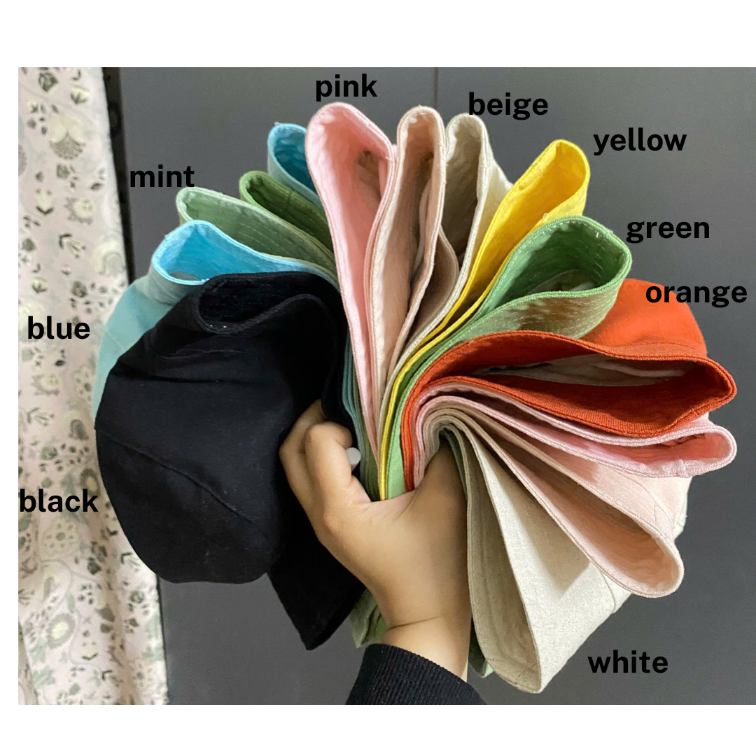 Hand Embroidered Rabbit Linen Baby Hat – Summer Bucket Hat for Babies & Kids