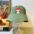 Hand Embroidered Mushroom Linen Baby Hat – Summer Bucket Hat for Toddlers & Kids