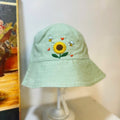 KawaStitch Hand Embroidered Sunflower and Bee Linen Baby Hat