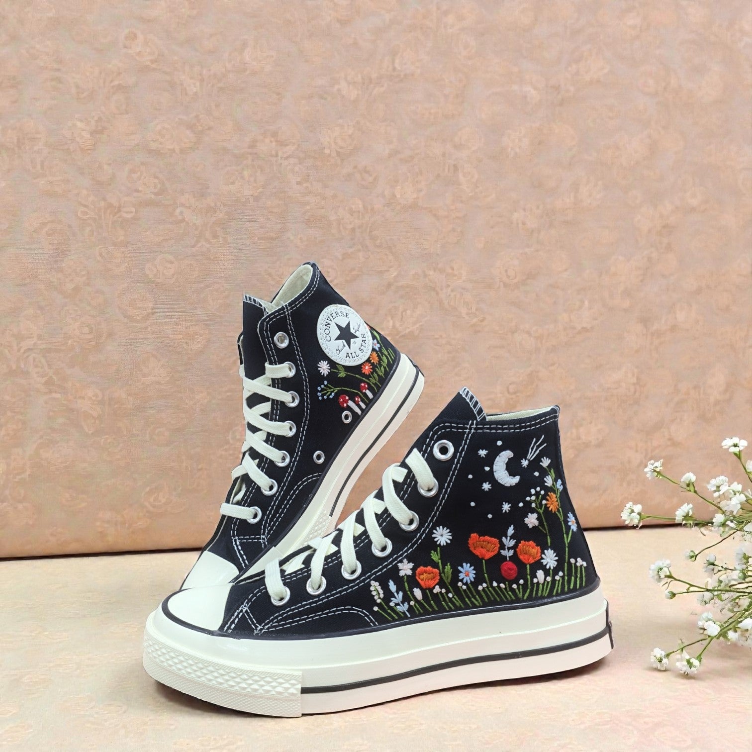 Converse Moon Embroidered High-Top Sneakers