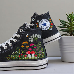 Converse Hand-Embroidered - Mushroom Converse High Tops