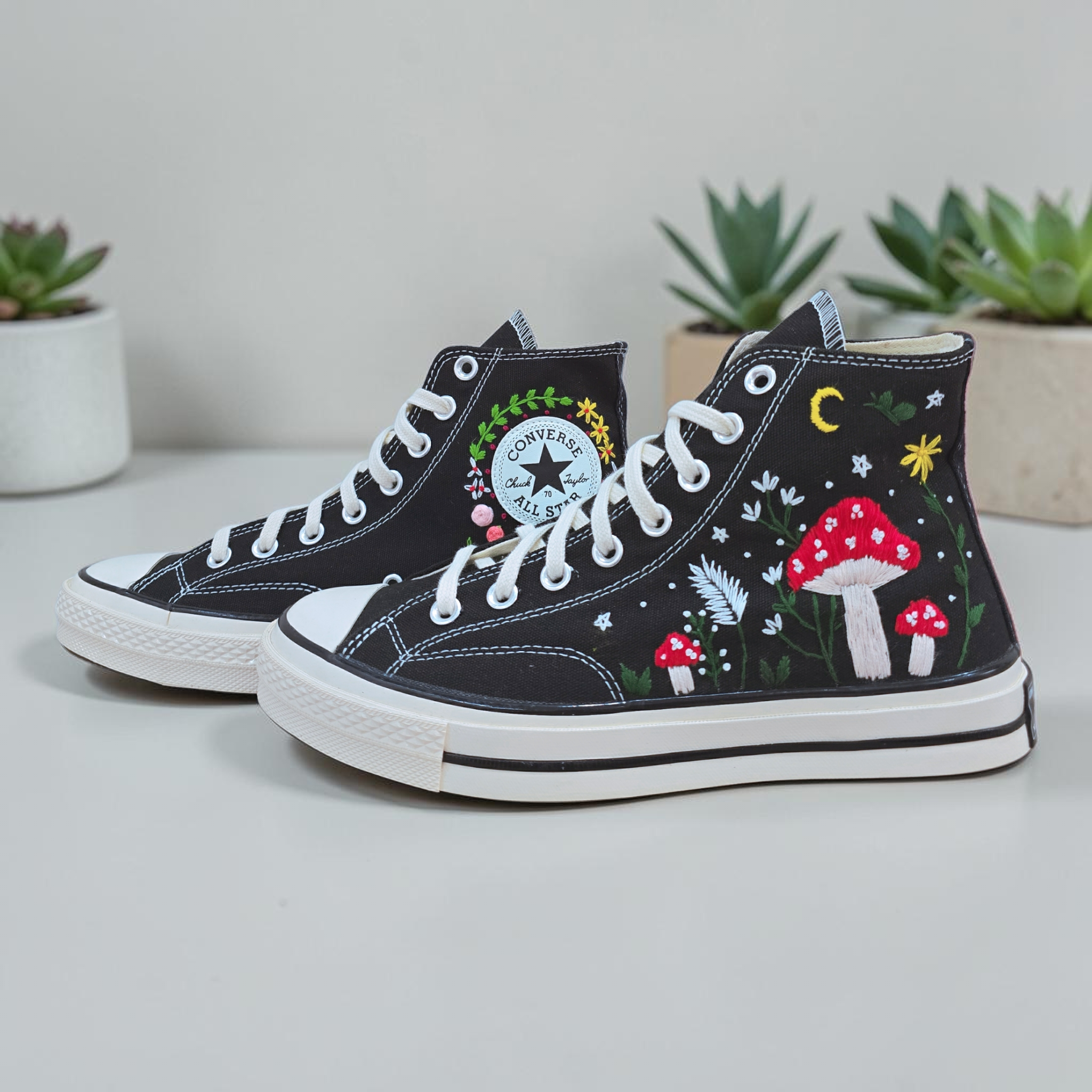 Converse Embroidered Mushroom High Tops