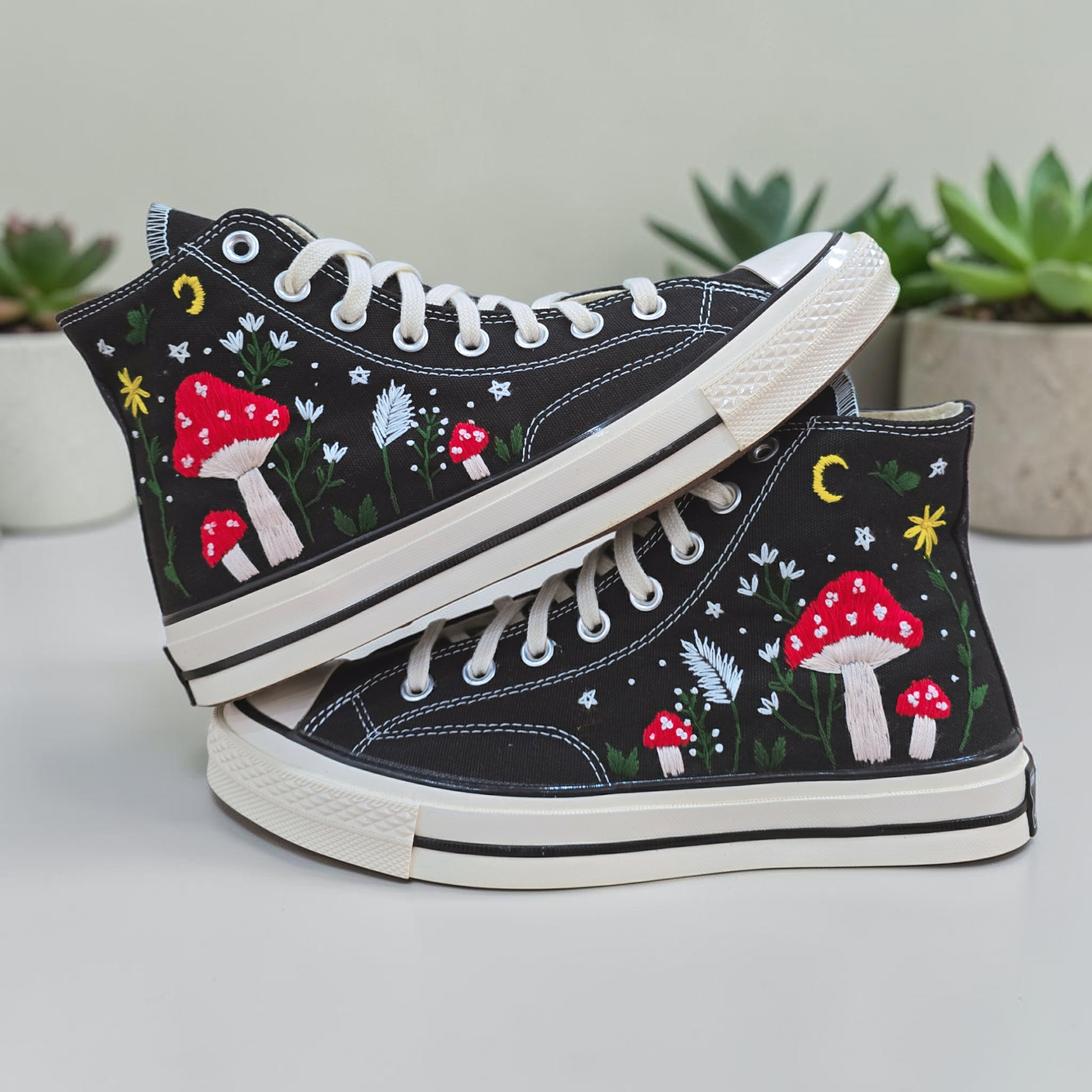 Converse Embroidered Mushroom High Tops