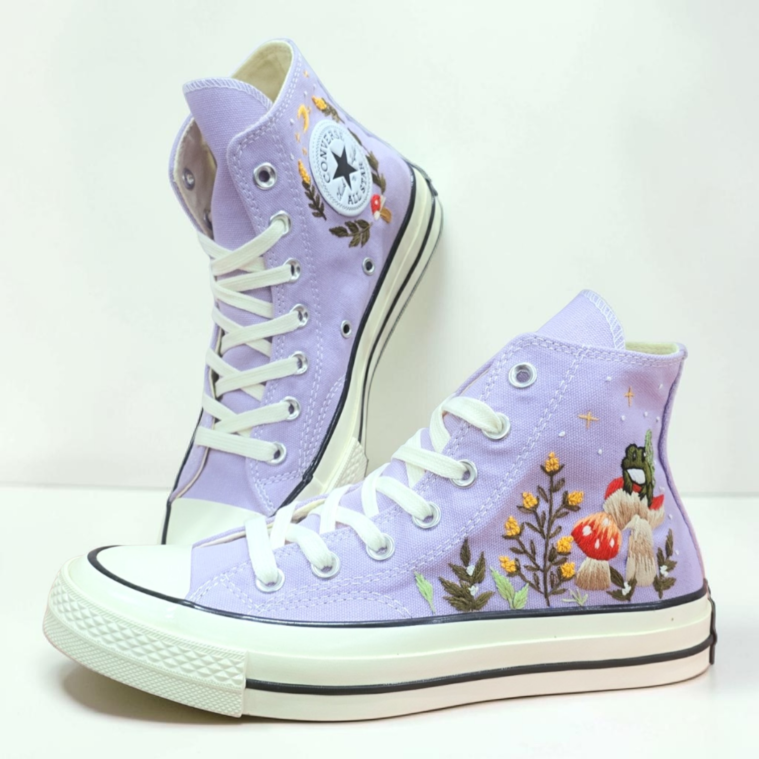 Converse Hand-Embroidered Mushroom High Top Shoes