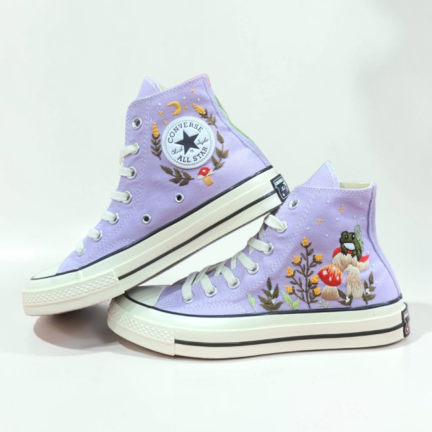 Converse Hand-Embroidered Mushroom High Top Shoes