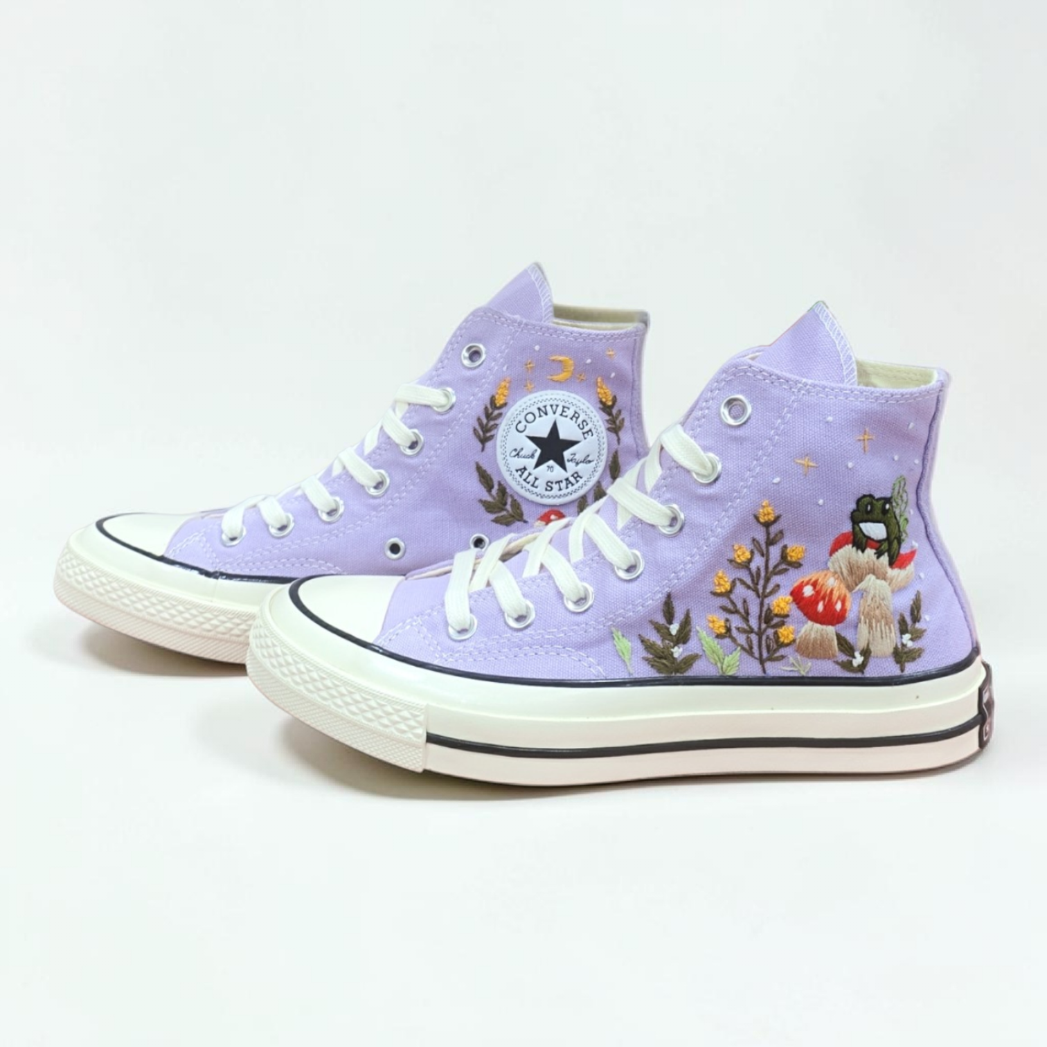Converse Hand-Embroidered Mushroom High Top Shoes