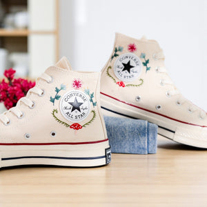 Converse Hand-Embroidered Mushroom Shoes for Ladies