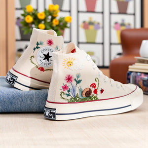 Converse Hand-Embroidered Mushroom Shoes for Ladies