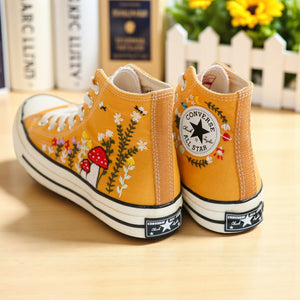 Converse Hand-Embroidered Mushroom Shoes for Women