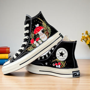 Converse Hand-Embroidered Floral Mushroom High Tops