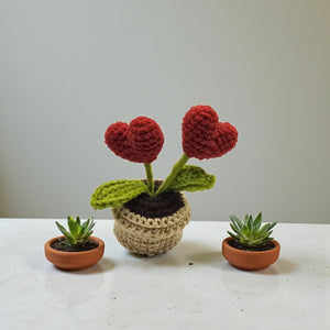KawaStitch Red Heart Crochet Pot for Home Decor