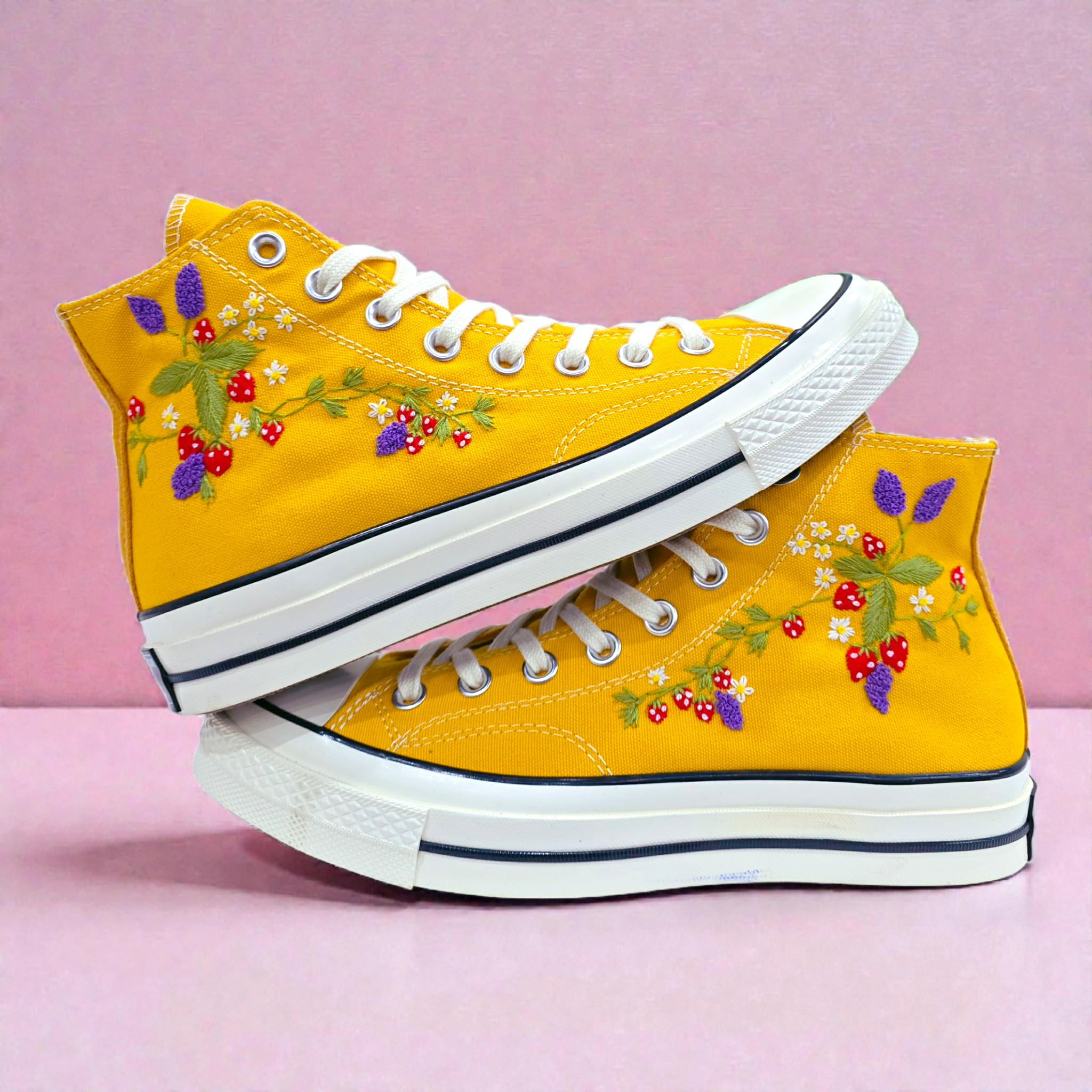 Converse Embroidered Strawberry Shoes