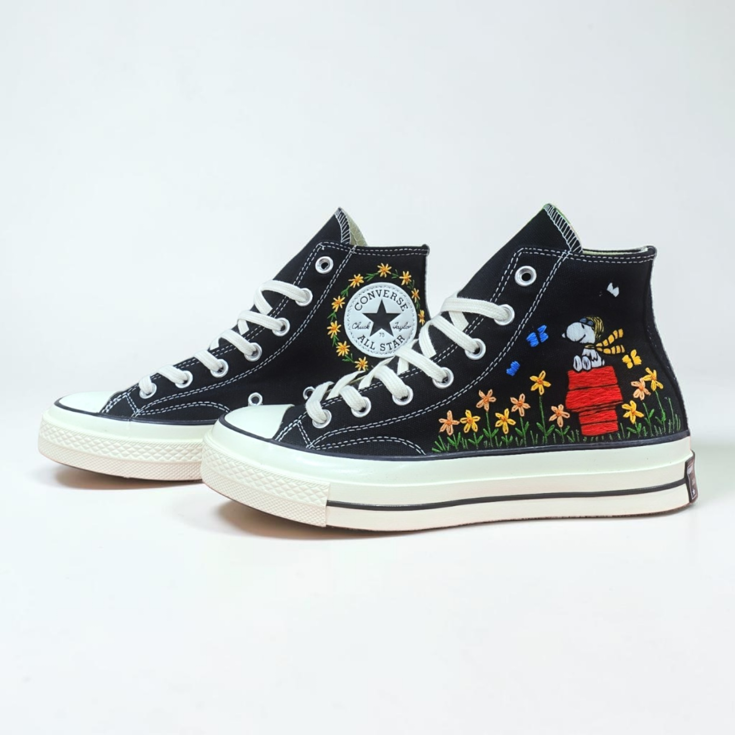 Converse Hand Embroidered Snoopy Sneakers