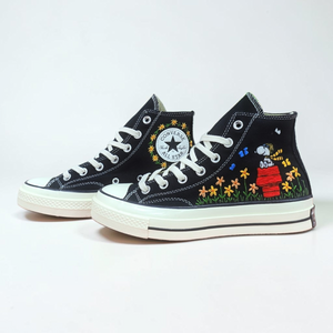 Converse Hand Embroidered Snoopy Sneakers