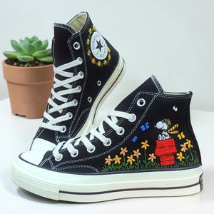 Converse Hand Embroidered Snoopy Sneakers