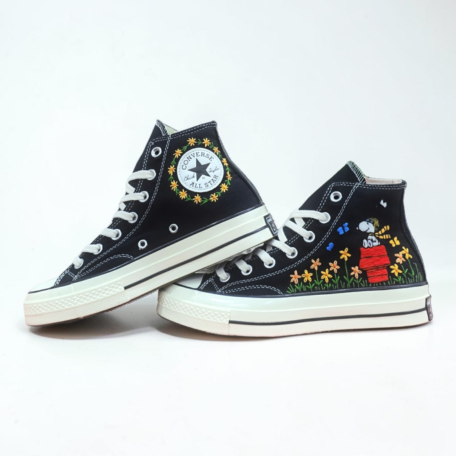 Converse Hand Embroidered Snoopy Sneakers