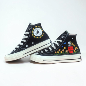 Converse Hand Embroidered Snoopy Sneakers