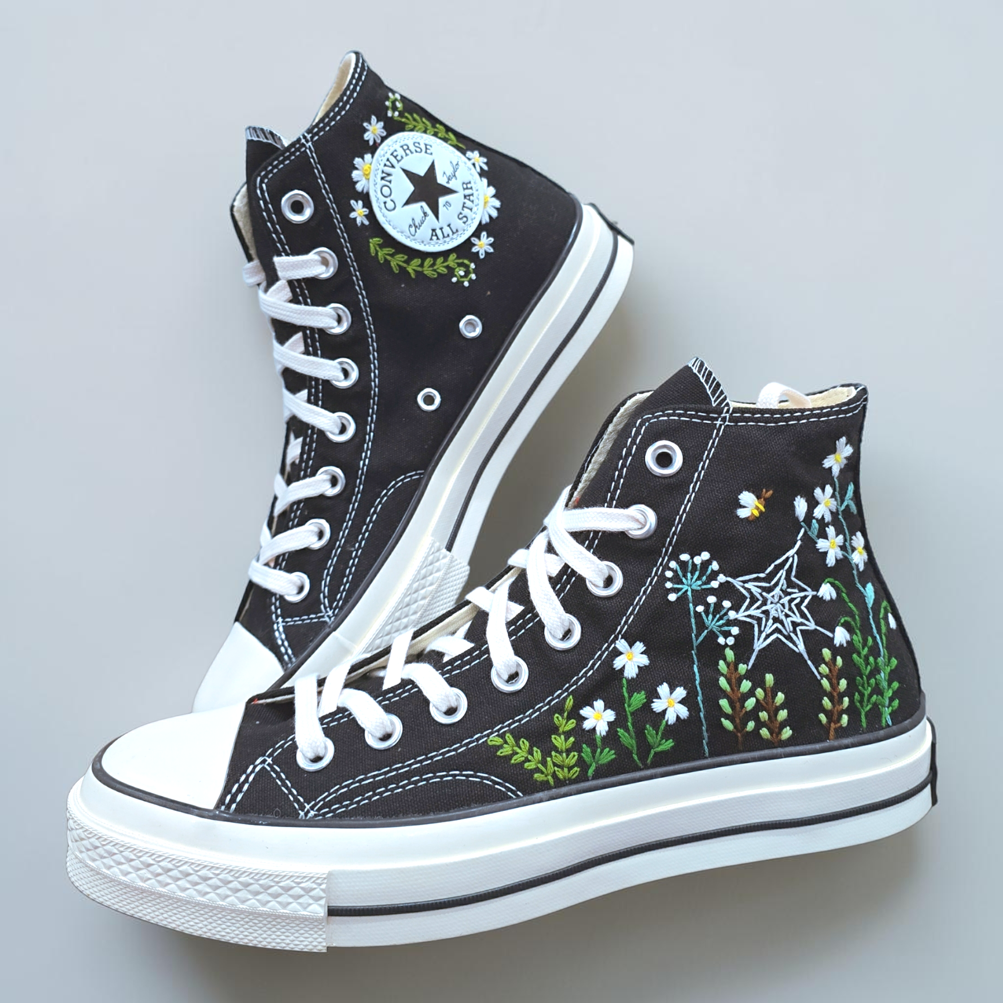 Converse Hand-Embroidered Spider Web Shoes