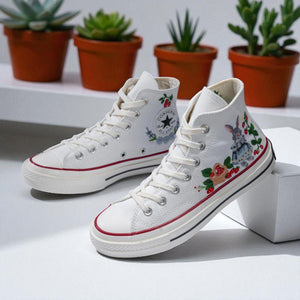 Converse Hand-Embroidered Strawberry High Top Sneakers