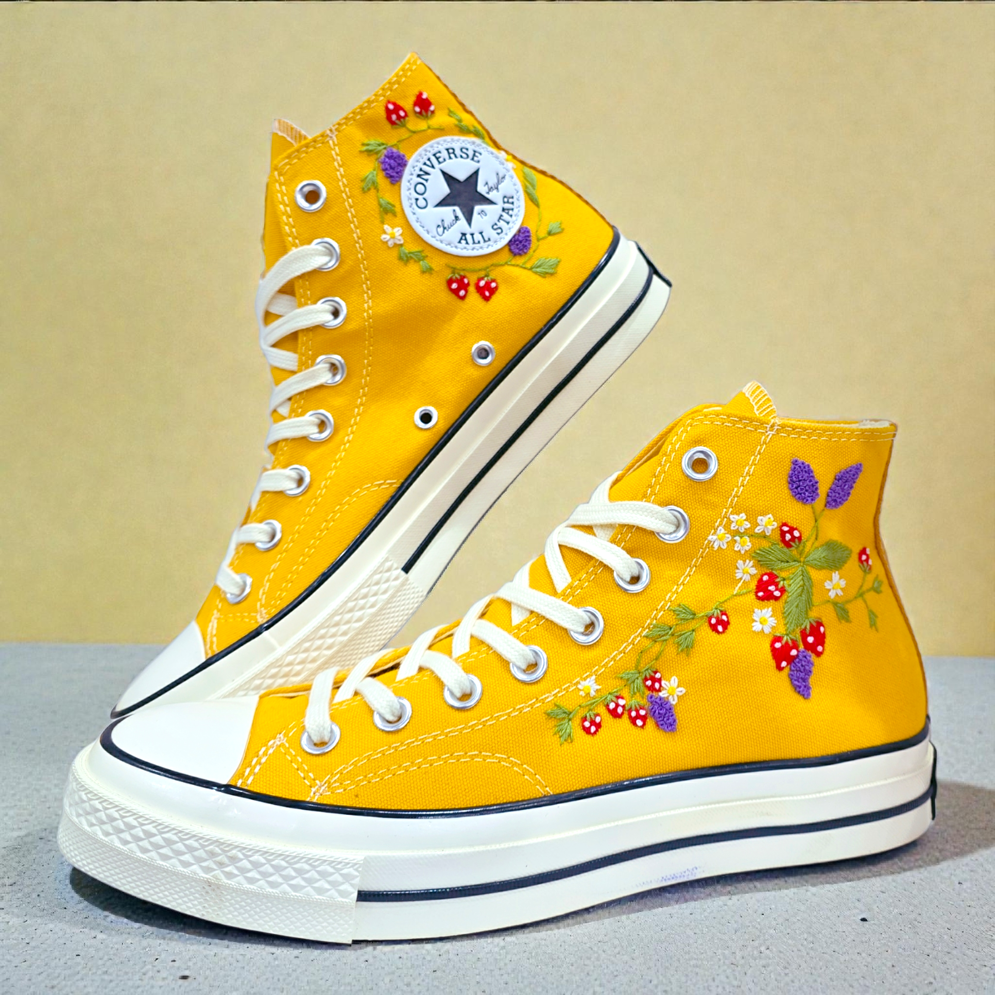 Converse Embroidered Strawberry Shoes