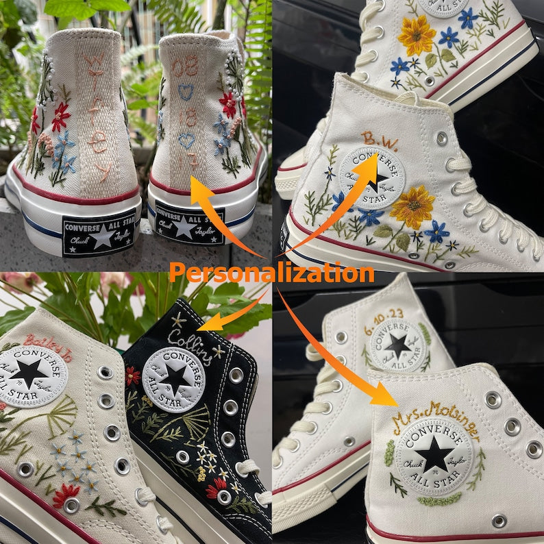 Converse Embroidered Daisy Shoes for Bridal