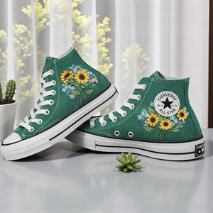 Converse Sunflower Womens Embroidered High-Top Shoes