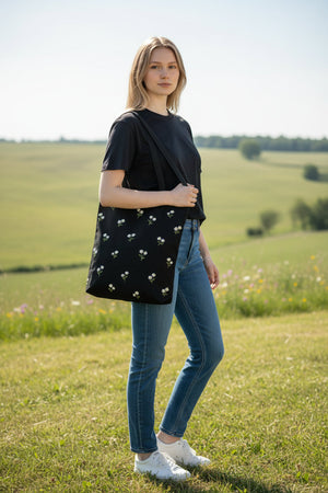 Embroidery on Tote Bags - Floral Design