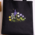 Tote Bag Flowers - Hand-Stitched Design