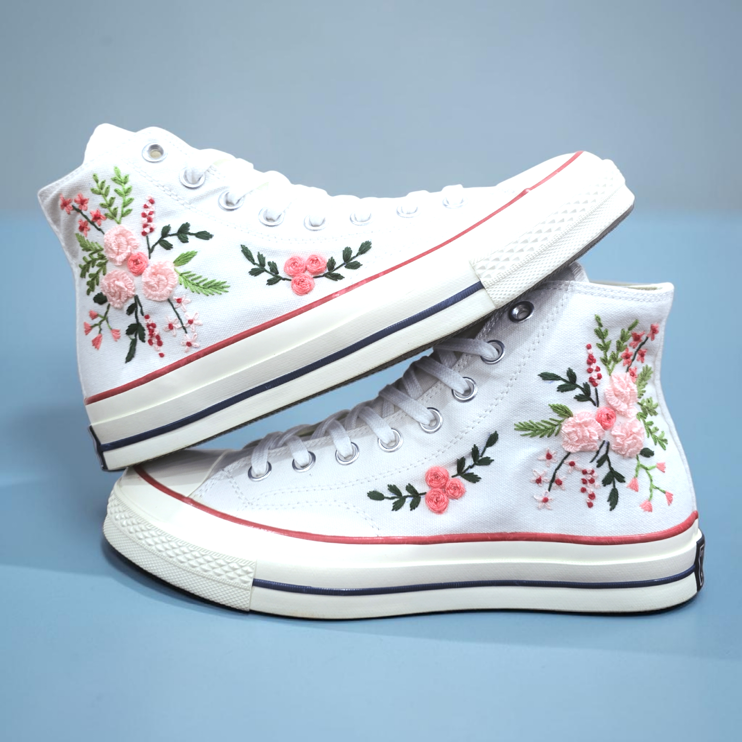 Converse Embroidered White High Tops