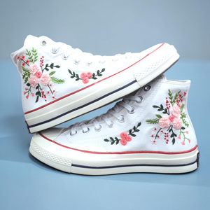 Converse Embroidered White High Tops